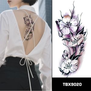 Tatuajes Temporales Impermeables para Mujer, Diseño de <span class=keywords><strong>Flores</strong></span>, Rosas, Peonías y Ciruelas, para Hombro, Cuello y <span class=keywords><strong>Brazo</strong></span> - Product Image 1