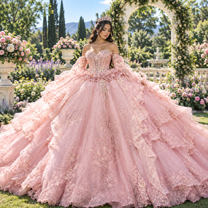 Magnifiques Robes de Quinceañera Vintage Anti-statiques, Style Robe de Bal, Personnalisées avec Corset à Lacets, Appliques en Chiffon, pour Fêtes, Coupe Naturelle - Product Image 1