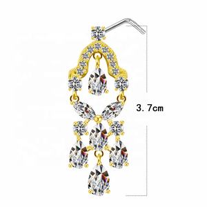 Новое поступление, длинный пирсинг для носа Gaby в форме цветка, кольца для носа из нержавеющей стали, индийские шпильки для носа, пирсинг, оптовая продажа, украшения для тела - Product Image 5