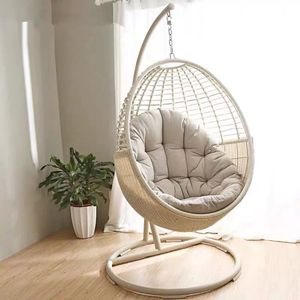 Meubles de jardin SUNWAY en métal et <span class=keywords><strong>rotin</strong></span>, chaise suspendue en forme d'œuf pour balcon extérieur, <span class=keywords><strong>panier</strong></span> nid en osier pour adulte avec support - Product Image 2