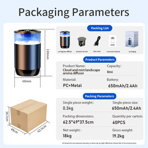 Diffuseur d'arômes USB en métal et plastique, en forme de nuage, avec atomiseur de parfum liquide et lumière d'ambiance pour voiture - Product Image 2