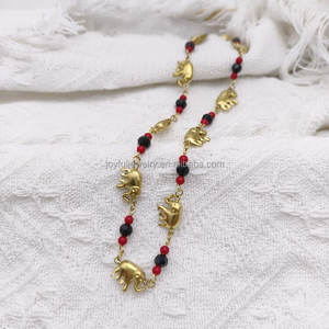 Fábrica al por mayor 18K chapado en oro relleno elefante encanto Azabache suerte y protección collar regalo de protección para niños - Product Image 3