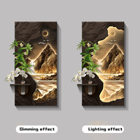Tableau décoratif en grès à motif de neuf poissons, pour hydroponie et plantes vertes, avec éclairage LED