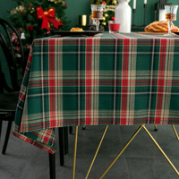 DUOLAI Nouvelle arrivée Nappe de cocktail à franges en tissu tartan de style noël Nappe rectangulaire Nappe d'art de type floral