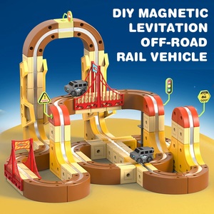 KSF Nuevo SETM Cubos Magnéticos Pista de Tren Flexible, Sets de Pistas de Carreras de Coches, 101 Piezas, Juguete de Pista de Riel Eléctrico Mágico DIY para Niños - Product Image 2