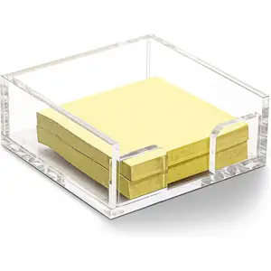 Wholesale custom modern luxury transparent square acrylic 3x3 note pad holder acrylic note storage box for office