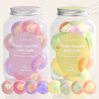20G * 10 Pack Bombes de Bain Moussantes Macaron Emballées en Pot Marque Privée Luxe Aromathérapie Petites Bombes de Bain Colorées Mini Coffret Cadeau
