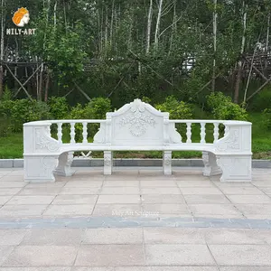 Vườn Statuary Đá Tự Nhiên Tay Làm Vòng Đá Cẩm Thạch Trắng Băng Ghế Dự Bị Với Trở Lại