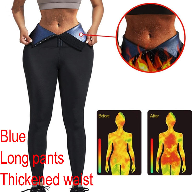 thickened waist fat burning long pants blue