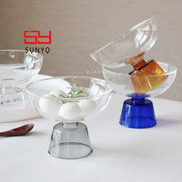 SUNYO - Tazón de Postre de Vidrio Colorido de Lujo Creativo, Tazón de Agua de Vidrio de Borosilicato de Alta Calidad para Helado, Leche Agria