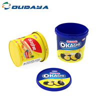 PP inyección 350g 400g plástico galleta contenedor tambor mantequilla Tina comida cubo IML contenedor y tapa
