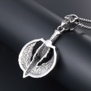 Collar con colgante de calavera con alas de plumas, estilo punk de acero inoxidable para fiesta SP510 - Product Image 4