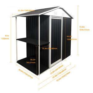 סיטונאי מתכת גן סככה 6ft מגולוון מחסן פלדה מגולוון עם שימוש בפטיו בחצר האחורית - Product Image 2