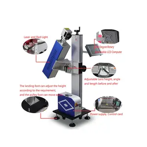 PVC 파이프/플라스틱 파이프 레이저 날짜 프린터 용 섬유 CO2 UV 플라이 레이저 마킹 기계