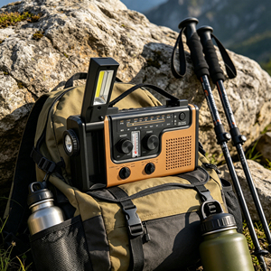 Générateur d'énergie <span class=keywords><strong>Radio</strong></span> portable d'urgence à bande complète avec lampe torche pour extérieur, rechargeable, <span class=keywords><strong>radio</strong></span> FM 1501-2000mAh 0-5W - Product Image 1