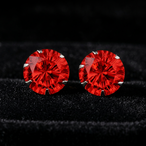Pendientes de Plata de Ley 925 con Circonita Cúbica Roja de 7mm, Corte Brillante Redondo, Engaste de Garras, Joyería Fina de Moda al por Mayor - Product Image 1