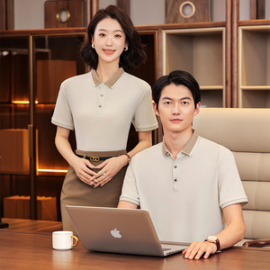 2025 mùa hè mới thời trang nam nữ áo polo chống nhăn vải dệt kim co giãn không biến dạng màu tương phản golf ngắn - Product Image 2