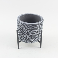 Ensemble de pots de fleurs classiques en ciment pour plantes d'intérieur, pots à fleurs modernes en béton avec support pour la décoration de la maison et du bureau