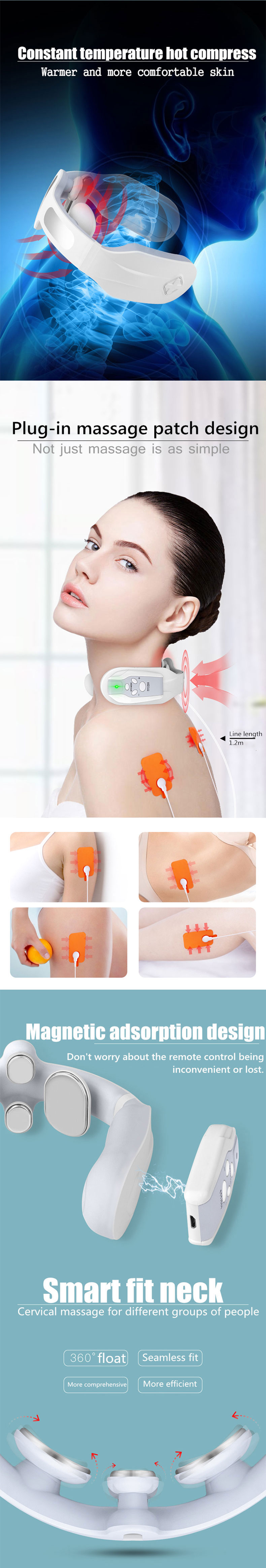 New Rechargeable U Shaped Tens Car wireless Folding Cervical Neck Pain Muscle Lifting Belt Pillow Stretcher Equipment Massager