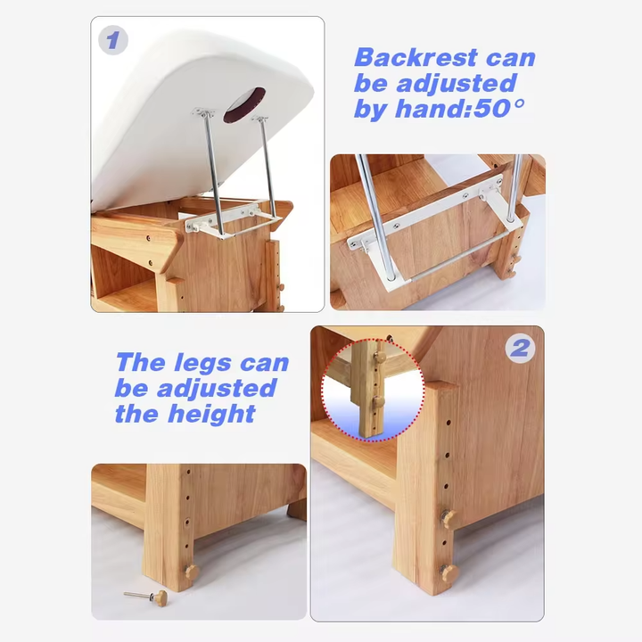 Cheap Massage Bed Beauty Salon Cosmetic Eyelash Facial Treatment Table Solid Wood Thai Massage Bed