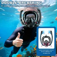 Masque de plongée intégral 180 ° Masque de plongée panoramique en silicone à double tube, étanche et anti-fuite pour la natation sous-marine