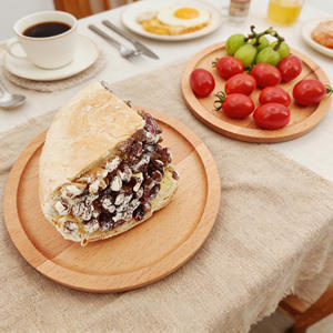 Bandeja Redonda de Madera de Haya, Plato Pequeño para Cena, Plato de Madera para el Hogar, Bandeja de Madera Maciza para Aperitivos y Pasteles - Product Image 1