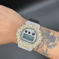 Boîtier de montre en laiton avec griffes serties de moissanite VVS, style Hip Hop de luxe, pièces de rechange pour hommes, pour DW6900, vente en gros