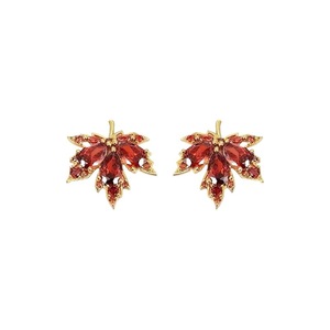 <b>Red</b> Maple Leaf Stud <b>Earrings</b> For Women Party Jewelry Claw Setting Plant Shape Fashion <b>Earrings</b> - Product Image 5