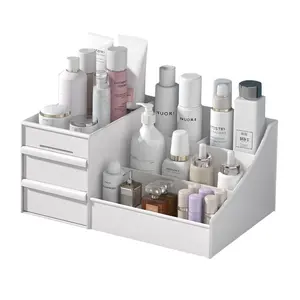 Caja de almacenamiento de cosméticos de gran capacidad, organizador de espejo, caja de almacenamiento de cosméticos de plástico