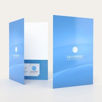 Carpeta de Presentación de Papel A4 con Logotipo Personalizado y Ranura para Tarjetas de Visita para Negocios