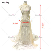 WDP-083 Haute Couture prêt à l'emploi panneau dentelle tissu avant et arrière garnitures avec pierres strass Applique