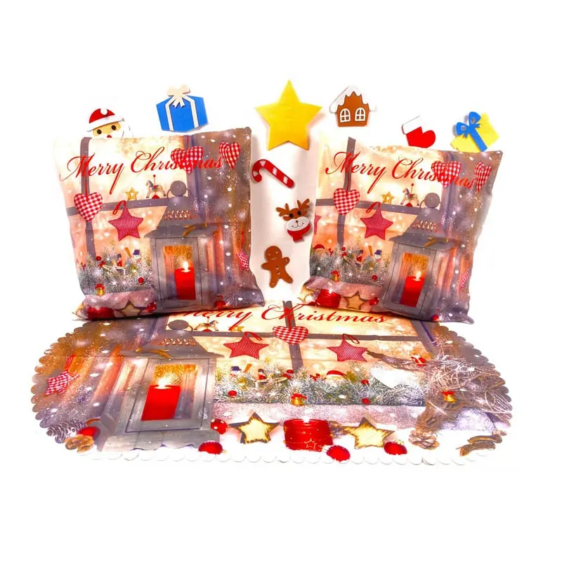 45x90cm Christmas Placemat Peach Skin Heat Resistant Christmas Tree Table Mat Desktop Christmas Decoration Placemat