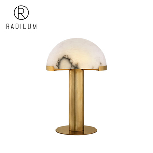 LED Table Lamp Brass Alabaster Luxury Italian Minimalist Bedside Living Room <b>Desk</b> Hotel Project Mushroom Dome Vintage Stone - Product Image 1