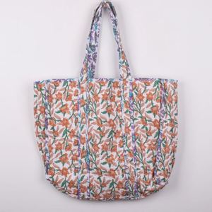 Large <b>Summer</b> Quilted Cotton Open Tote <b>Bags</b> Custom Fashion Shopping Travel Women's Handbags Reversible Floral Print Shoulder <b>Bag</b> - Product Image 6