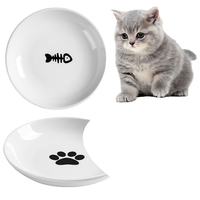 Bol pour chat en céramique Ensemble de vaisselle peu profonde en silicone anti-glissement