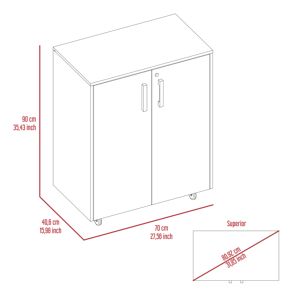 Carro de armario de herramientas de doble puerta DB Lewis Base de almacenamiento de acero y hierro con cuatro ruedas y dos estantes interiores OEM personalizable - Product Image 2