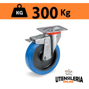 Rueda de goma elástica 73AE soporte NL freno delantero Max 300Kg - Product Image 1