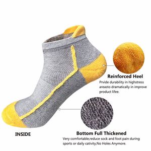 Chaussettes de sport basses pour hommes en coton respirant avec amorti et ventilation pour la course à pied - Product Image 4