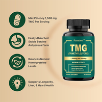 Rosebest Vente en Gros Marque Blanche 1500mg Bétaïne Anhydre TMG Triméthylglycine Capsules Supplément de Méthylation et de Soutien Hépatique