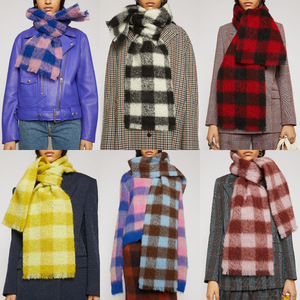 Faux Cashmere Scarf Custom Logo Chunky Mohair Plaid Check Extra Long Winter <b>Shawl</b> <b>Wrap</b> Factory Wholesale - Product Image 2