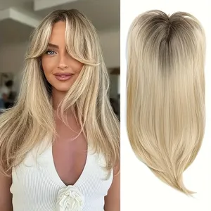 [Bloc de perruque lisse de 22 pouces] Élégant bloc de perruque synthétique lisse pour femme de 22 pouces, fibre haute température, brun clair à noir - Product Image 4
