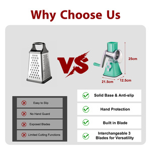 חם מכירה 3 עגול גמול תיבת מגשר ירקות סיבוביים חותך ירקות סיבוביים עם ידית - Product Image 5