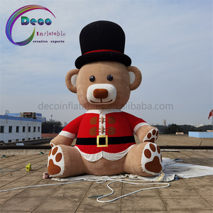 Vendita calda su misura di natale orsacchiotto di natale cartone animato gonfiabile che indossa un cappello di natale per eventi all'aperto decorazioni natalizie - Product Image 3