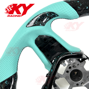 Volant personnalisé en cuir bleu Tiffany et fibre de carbone forgée pour Infiniti Q50 Q60 Q50S QX50 QX50S QX55 Q60S - Product Image 2