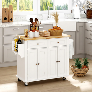 Carrito de Cocina Moderno de Madera Maciza con Amplia Superficie de Trabajo, 3 Estantes, Color y Tamaño Personalizables, Diseño Multifuncional, Ruedas con Bloqueo - Product Image 1