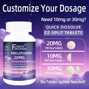 Fabricant de compléments alimentaires à base de mélatonine, 20 mg, sans baies, sans gluten, améliore le sommeil, 180 comprimés de mélatonine à dissolution rapide - Product Image 5