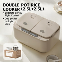 Cuisinière à riz intelligente à double cuve, capacité totale de 5 L, écran tactile, double réservoir, contrôle séparé, multifonction pour usage familial