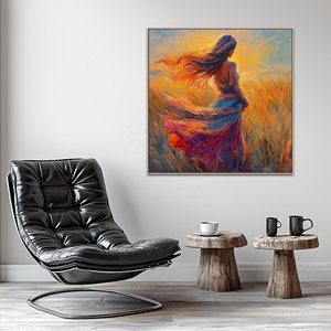 Dipinti a Olio Moderni all'Ingrosso, Donna Africana dal Retro Bellissimo, Fiori Dipinti a Mano, Stampe su Tela per Progetti Alberghieri - Product Image 5