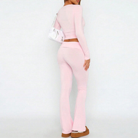 F240046 Vêtements pour femmes Pyjamas Ensemble 2 pièces Pantalons pour femmes et haut court à manches longues T-shirt Streetwear Tenue pour femmes Vêtements de créateur