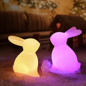 Lampe de nuit personnalisée pour enfants, mignon et rechargeable, dessin animé, LED, lapin, lapin, bébé, avec 16 couleurs de lumière, lampe de chambre d'enfant